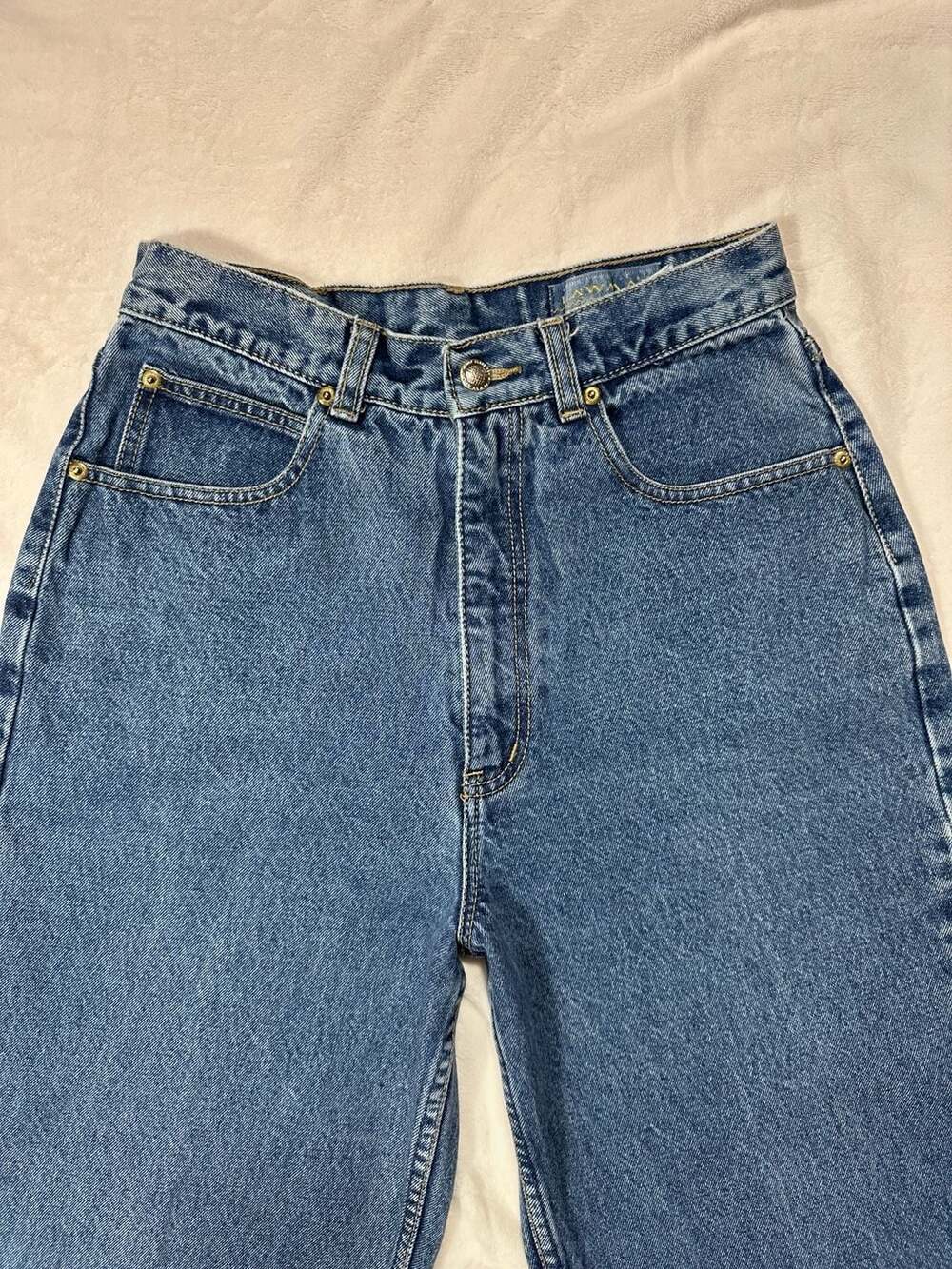 Vtg lawman denim jeans 11/12 high wasted taper legs mom jeans 27x30